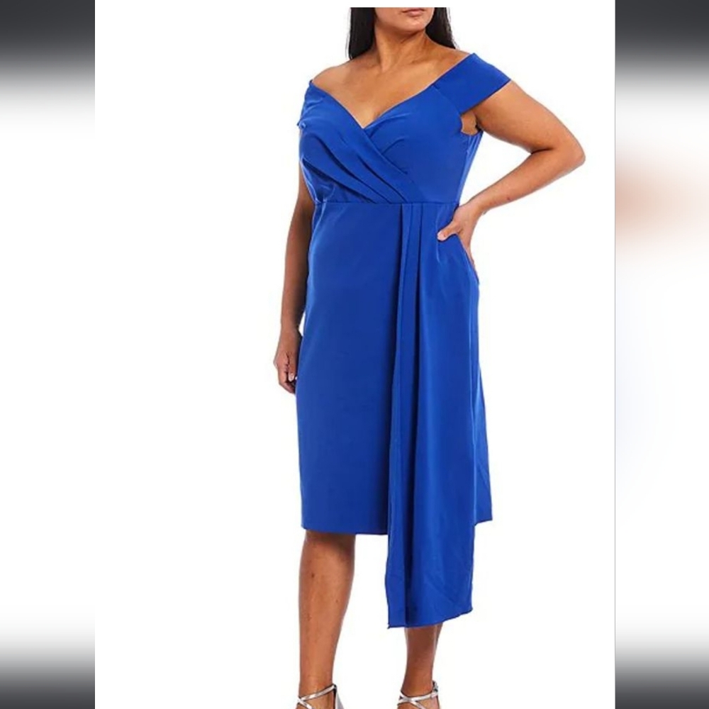 Eliza J Cobalt Off Shoulder Sheath Cocktail Dress